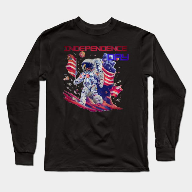 Astronaut independence day Long Sleeve T-Shirt by Lolipop